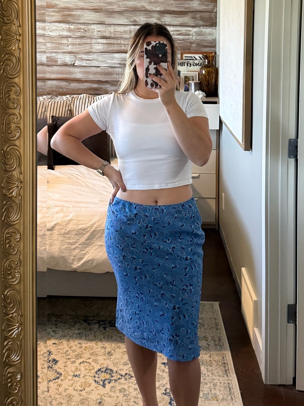 Jacob Blue Floral Midi Skirt